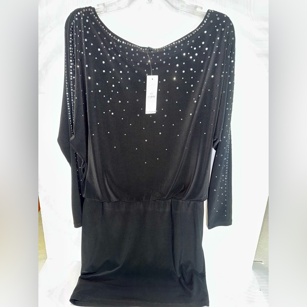 ✨ NWT | White House Black Market | Studded Blouson Dress | XXS | Black ✨